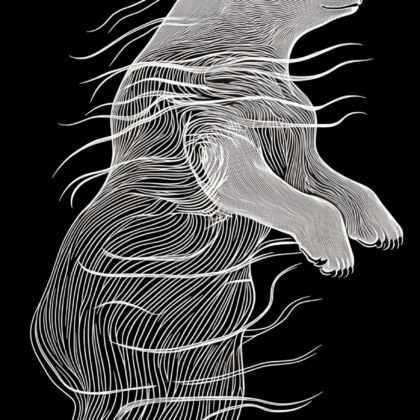 Eterisk styrka – svart och vit geometrisk isbjörnskonst