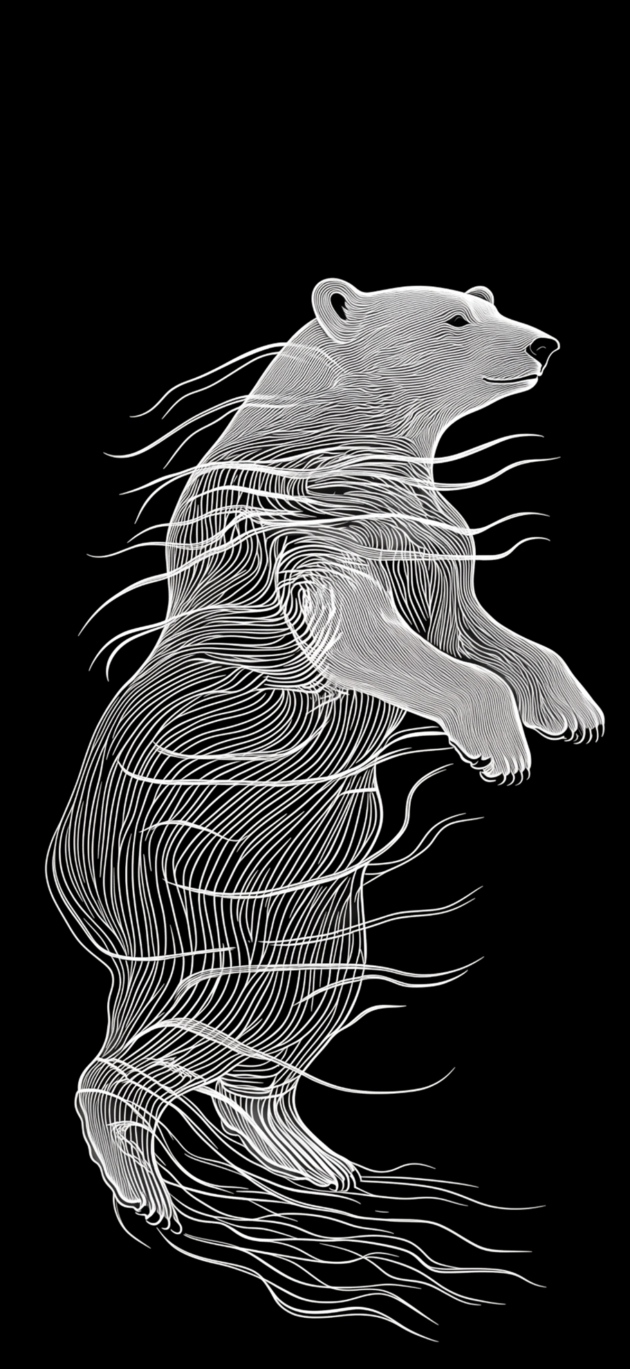 Eterisk styrka – svart och vit geometrisk isbjörnskonst